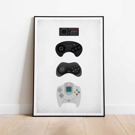 Sega Controllers Retro Gaming Wall Art Print