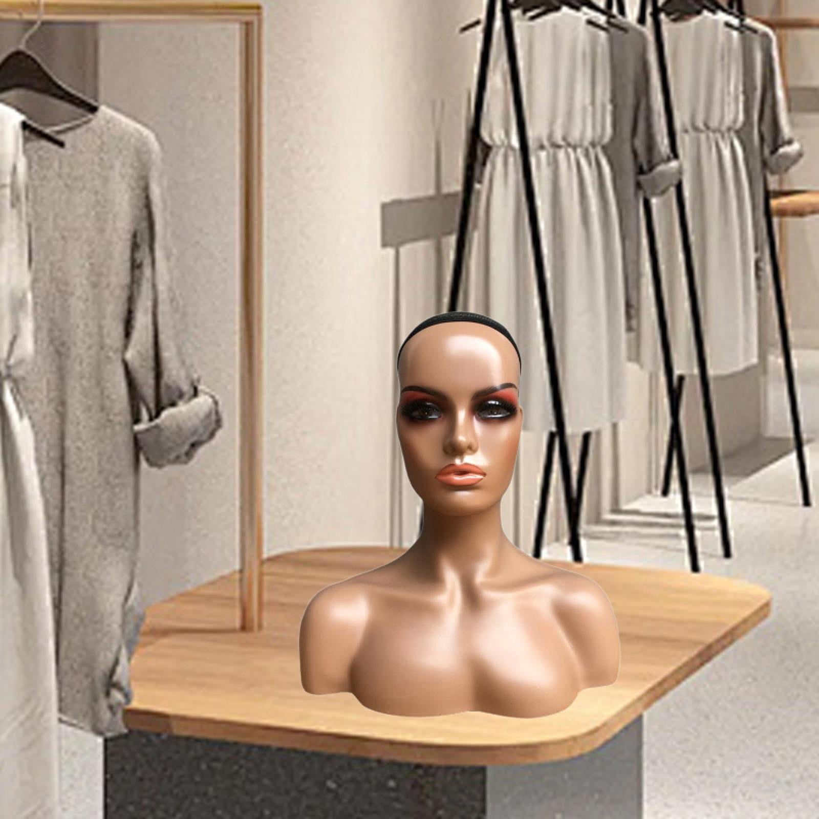 Serenable Female Mannequin Head Manikin Head Circumference 53cm Showing Stand Holder for Earrings Display Home
