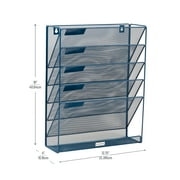 Mind Reader 5-Tier Vertical File Storage, Desktop Organizer, Wall Mount, 12.75L x 4W x 16H, Turquoise