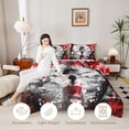 thumbnail image 3 of Manfei Ink Geisha Twin Comforter Sets for Girls Women, Red Blossom Bedding Set, Black Red White, Gray Reversible 2pcs, 1 Comforter and 1 Pillowcase, 3 of 6