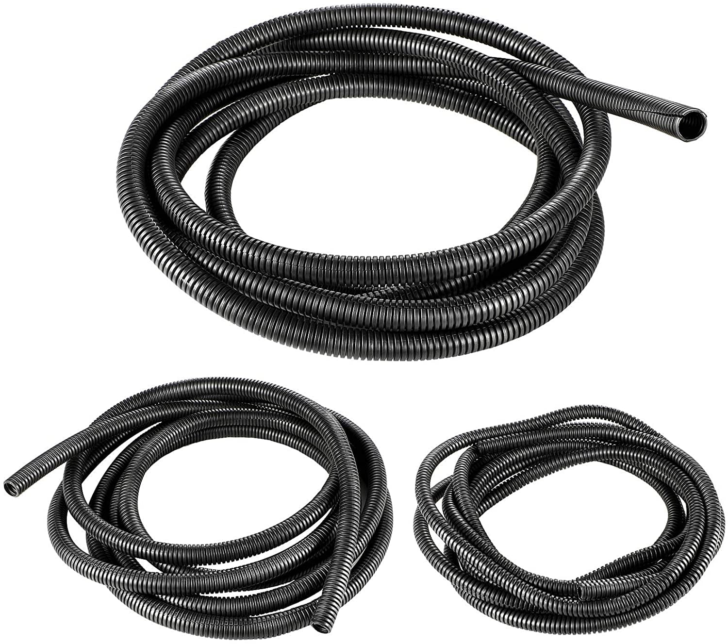 20 Ft Split Loom 1/4" 3/8" 1/2" Black Wire Harness Wrap Cover Sleeve Conduit 