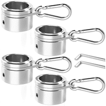 Flag Pole Rings, Anti Wrap Spinning Flag Pole Clips Swivels No Tangle Aluminum Alloy 360° Rotating Flagpole Mounting Rings with Carabiners for Flag Poles (1.25 Inch-4PC, Aluminum)