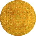 thumbnail image 1 of Ahgly Company Machine Washable Indoor Round Abstract Yellow Contemporary Area Rugs, 3' Round, 1 of 4
