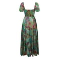 thumbnail image 7 of Womens Floral Summer Dress Casual Wrap V Neck Short Sleeve Belted Beach Bohemian Maxi Dress, 7 of 7