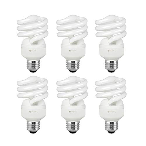 9W Compact Fluorescent Light Bulb T2 Spiral CFL Pack of 4 4100k Cool White 40 Watt Equivalent UL Listed 120V E26 Medium Base 540 Lumens