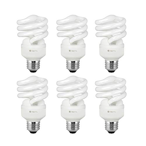 9W Compact Fluorescent Light Bulb T2 Spiral CFL Pack of 4 4100k Cool White 40 Watt Equivalent UL Listed 120V E26 Medium Base 540 Lumens