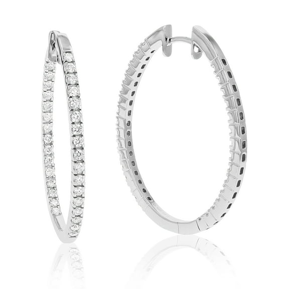 Vir Jewels 1 CTTW Lab Grown Diamond Hoops Earrings in Sterling Silver With Hidden Post For Women