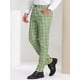 thumbnail image 2 of Pantalones a cuadros para hombre, informales, de corte regular, con frente plano, elásticos, a cuadros Verde blanco S, 2 of 6