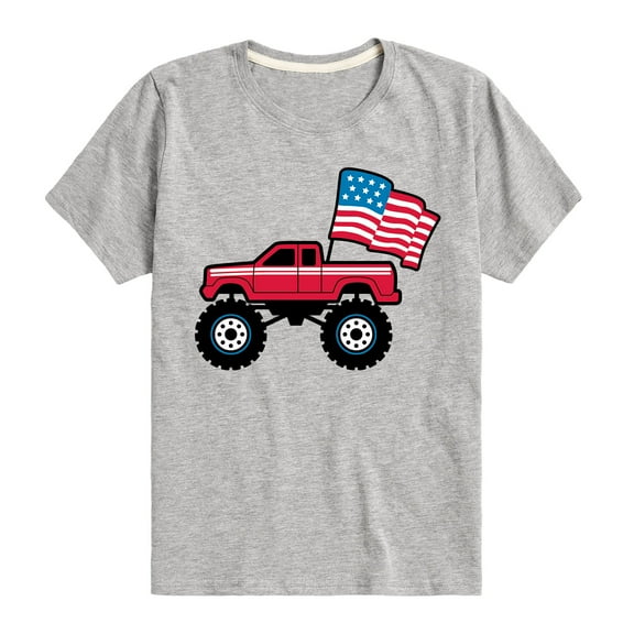 Instant Message - American Flag Truck - Toddler And Youth Short Sleeve T-Shirt