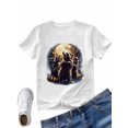 thumbnail image 4 of Women's T-Shirt Raccoon Moon Short Sleeve Casual Tee Classic Crew Neck T Shirt for Women White, L, 4 of 7