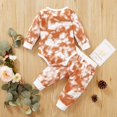 thumbnail image 3 of 2 PCs Newborn Tie-dye Print Outfits, Infant Long Sleeve Round Neck Romper and Drawstring Trousers Set, 3 of 5