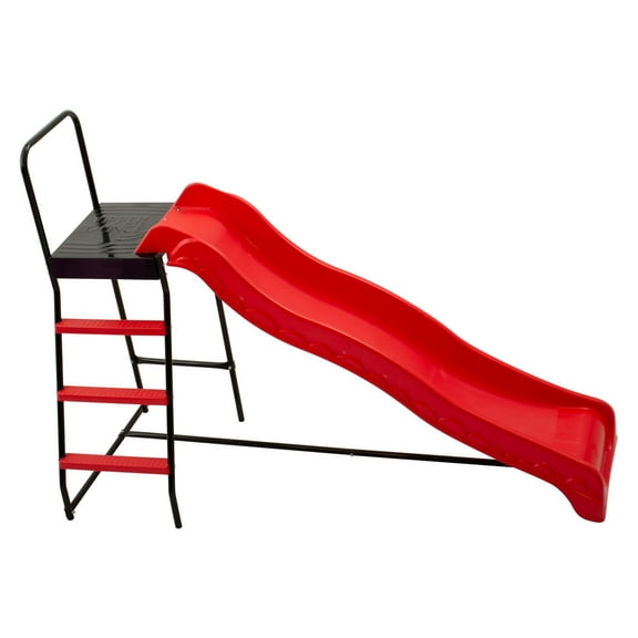 Trampoline Step N Slide - Kids Outdoor Trampoline Ladder and Wave-Style