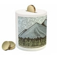 thumbnail image 2 of Mountain Piggy Bank, Sketchy Art of Mountain Range with a Small Country House Vintage Look, Ceramic Coin Bank Money Box for Cash Saving, 3.6" X 3.2", Slate Blue Green Taupe, by Ambesonne, 2 of 4