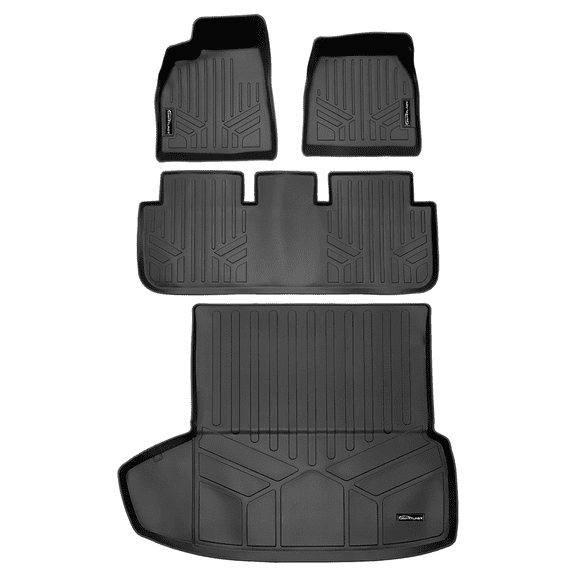 SMARTLINER All Weather Protection Custom Fit Black 2 Row Floor Mats and Cargo Liner Set Behind the 2nd Row Compatible With 2020-2023 Tesla Model S