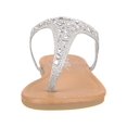 thumbnail image 3 of Girls' Rhinestone Decor Flat Sandals Fashionable Casual T-Strap Sandals Summer Flip Flop Sandals, 3 of 5