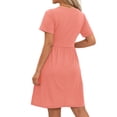 thumbnail image 5 of MOSHU Summer Dresses for Women Crewneck Short Sleeve Midi Dress Casual Button A-Line Sundress with Pockets, 5 of 10