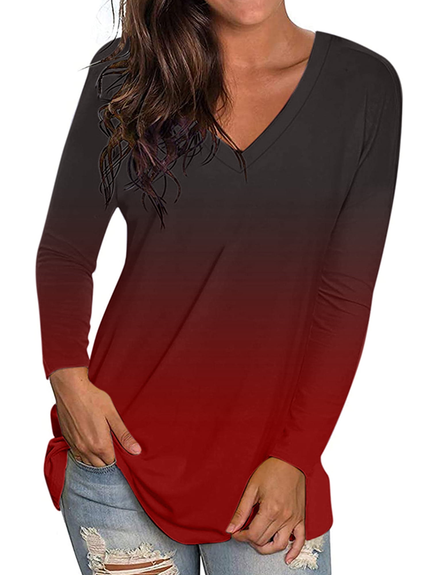 ombre long sleeve shirt women's