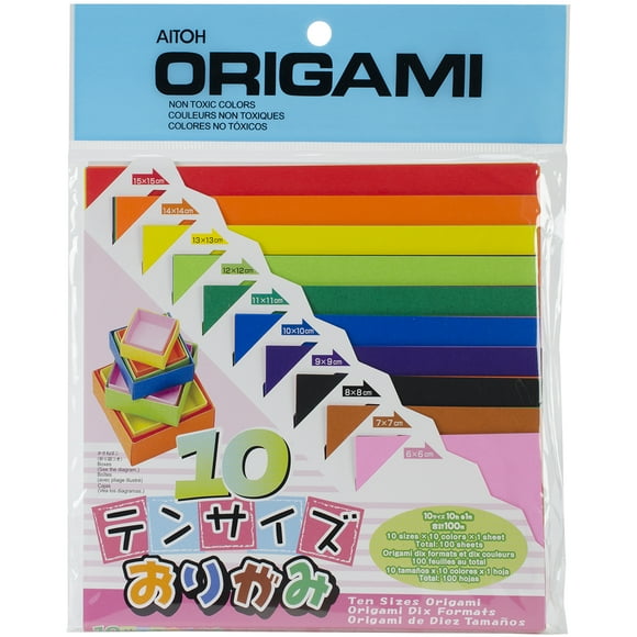 Aitoh Origami Paper 100/Pkg-Assorted Colors & Sizes TS200