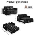 thumbnail image 2 of ShiKeyi 3 in 1 Convertible Sleeper Futon Sofa Bed, 55" Pull Out Sofa Bed with Storage Pocket/Side Pocket/2 Pillows for Living Room, Black, 2 of 6