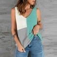 thumbnail image 2 of OAVQHLG3B Womens Tank Tops T shirts for women Summer Casual Woman Causal V-Ncek Patchwork Blouse Sleeveless T-Shirt Summer Tops, 2 of 6