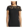 thumbnail image 3 of RALPH LAUREN Womens Black Jewel Neck Above The Knee Fit + Flare Dress 2, 3 of 4