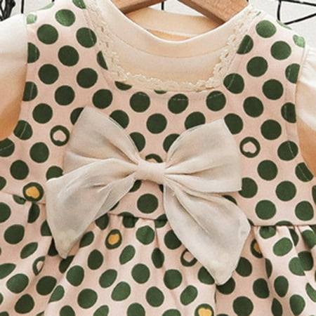 

TOWED22 Christmas Baby Outfit Toddler Girl Clothes Fall Kids Long-Sleeve Ruffle Corduroy Dress with Crossbody Bag and Headband Outfit 1-6 Years Green