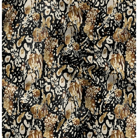 Soimoi Animal Skin Print, Silk Fabric, Decor Sewing Fabric by The Yard 42 Inch Wide,Decorative Fabric for Shirts Suits Ties, Black