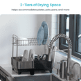 thumbnail image 3 of Home Zone Living Stainless Steel Dish Drying Rack with Side Racks and Drain Pipe, 2-Tier, 3 of 7