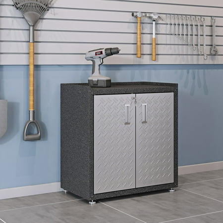 

Fortress Textured Metal 31.5 Garage Mobile Cabinet with 2 Adjustable Shelves in Grey