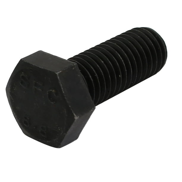 8.8 Grade M12x30mm Full Threaded Left Hand Thread Hex Head Bolt Black