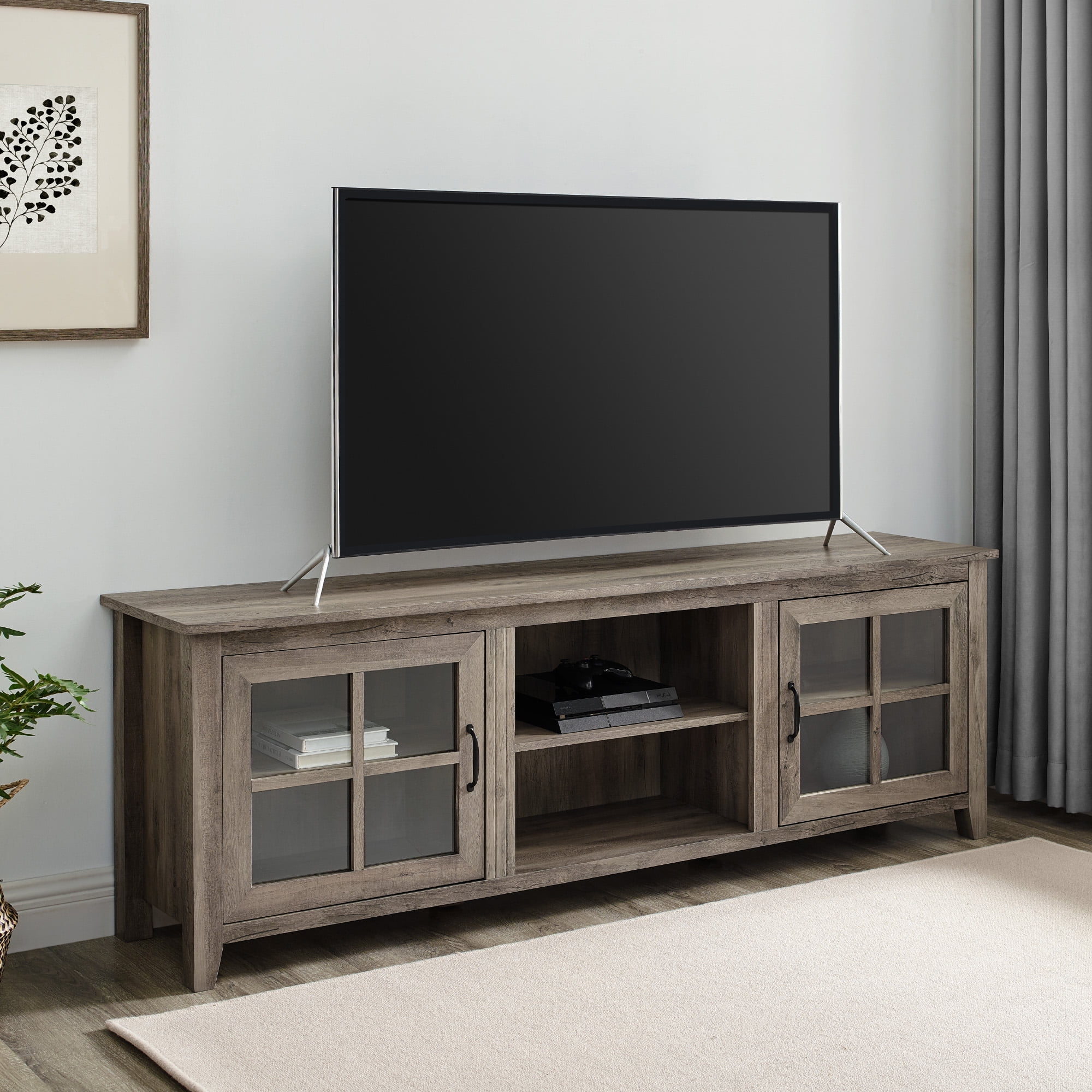 Grey Wash Fast Shippin Manor Park Modern Farmhouse TV Stand for TV's up to 78" 