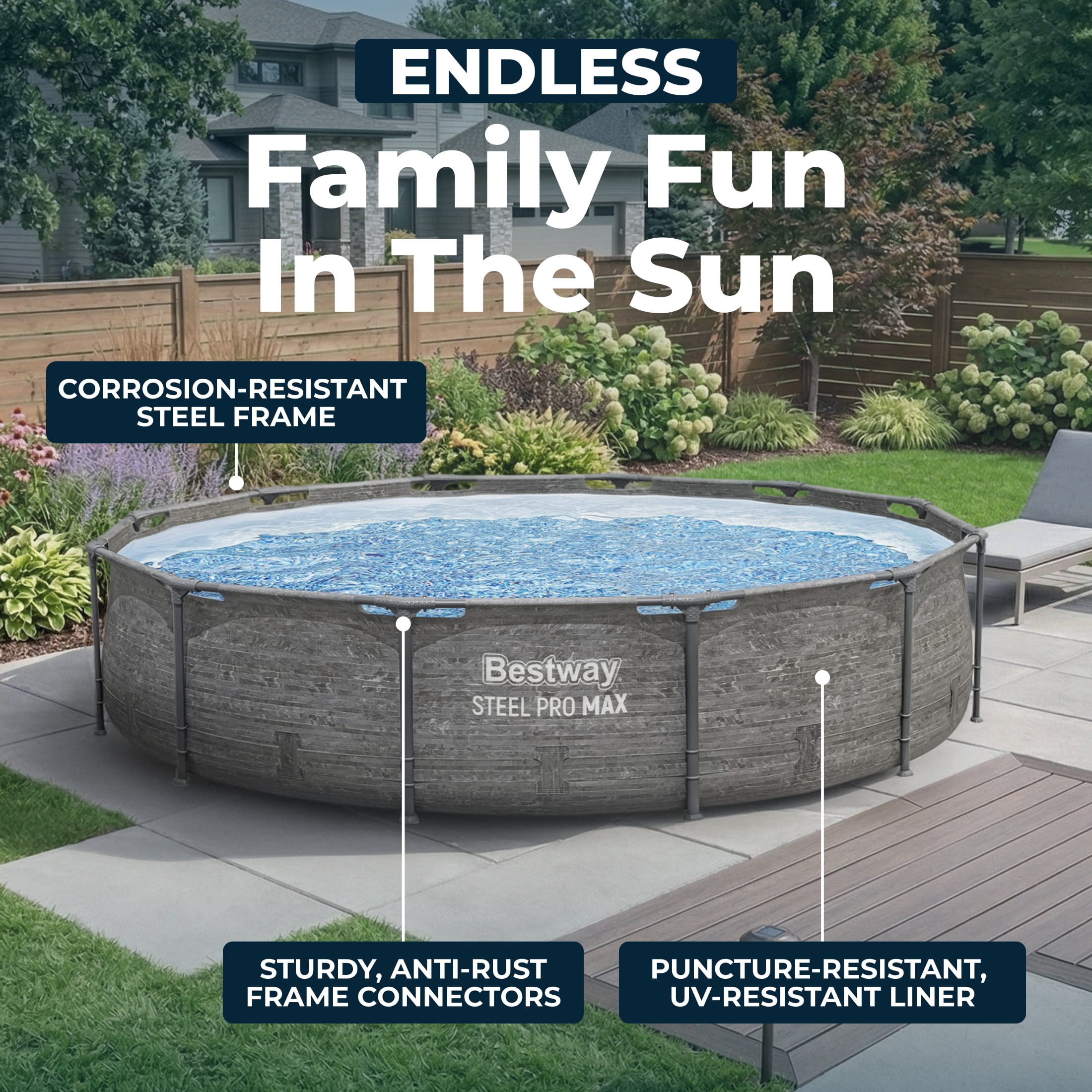 Bestway Steel Pro MAX 12' x 30" Metal Frame Above Ground Pool Set w/ Filter Pump