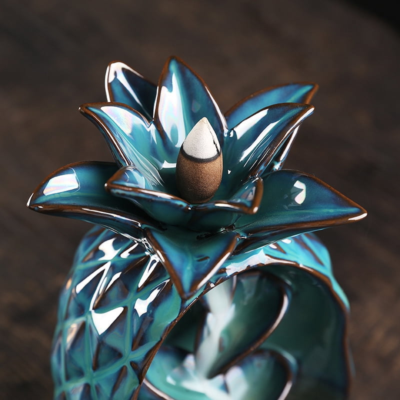 Ceramic Incense Burner, Waterfall Backflow Incense Holder, Aromatherapy Decor, Zen Decor, Home Decor, Room Decor (Teal)