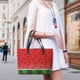 thumbnail image 5 of Watermelon Background with Seed Woman Leather Handbags Large Tote Bag Fashion Portable Handbags With Zipper, 5 of 7