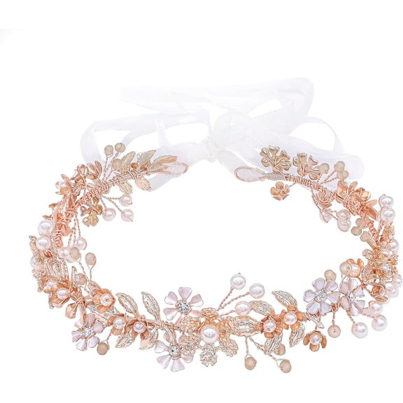 Wedding Headband Tiara Flower Leaves Design Hair Vine With Pearls And Rhinestones