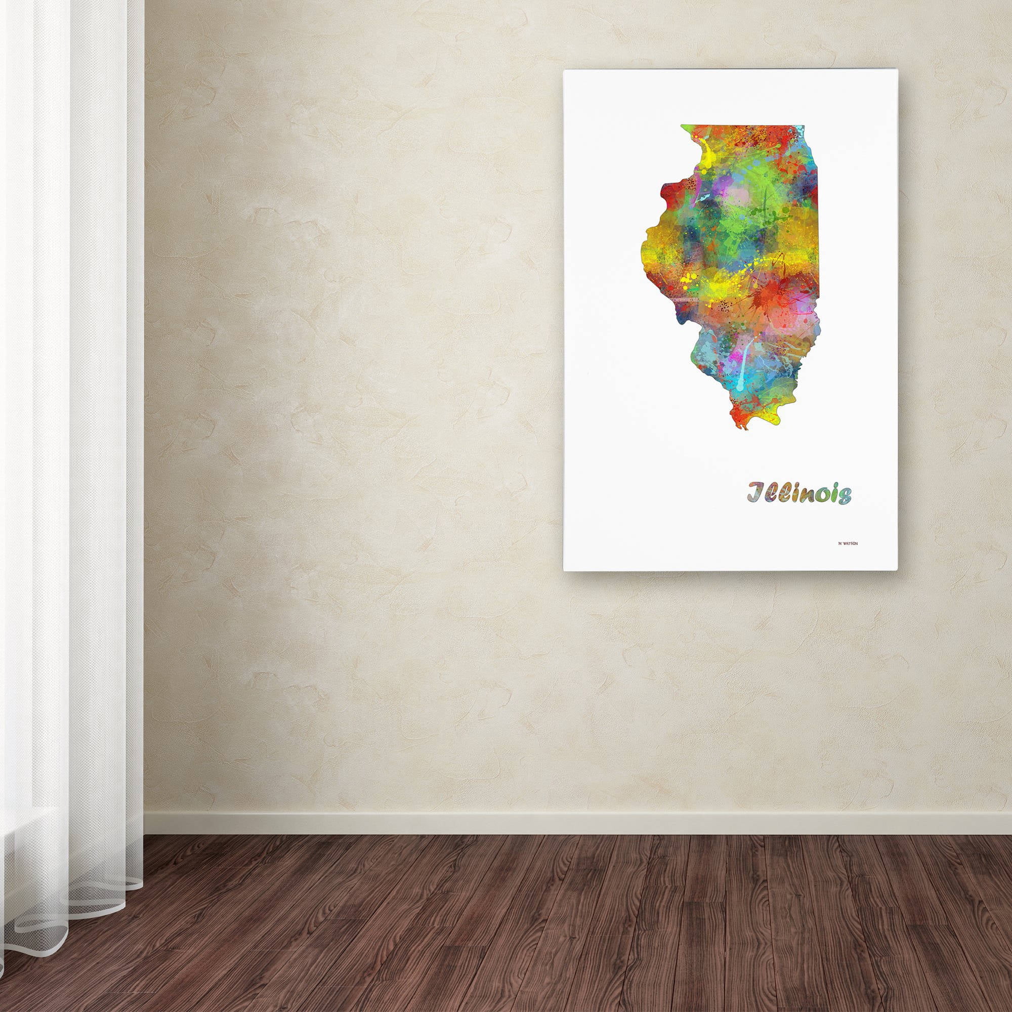Trademark Fine Art "Illinois State Map-1" Canvas Art by Marlene Watson