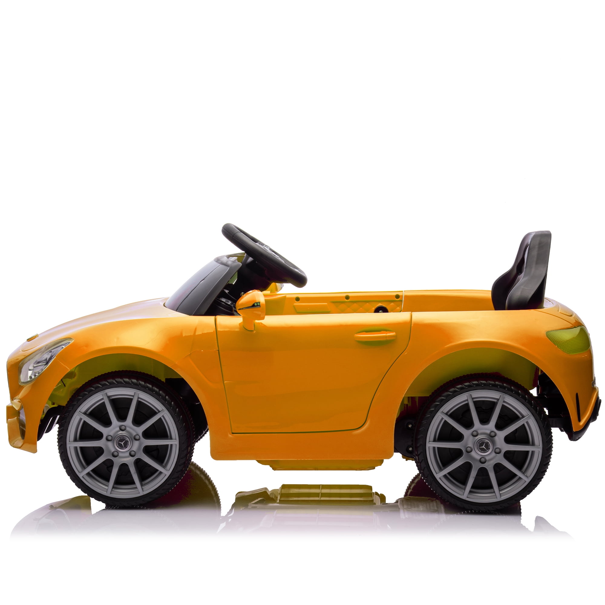 Xuanlur Licensed Benz CLS 350 12V Electric Ride on Toys with Parent Remote Control, Spring Suspension, Electric Car for Kids, Power Car Wheels with Bluetooth Music, LED Lights (Orange)