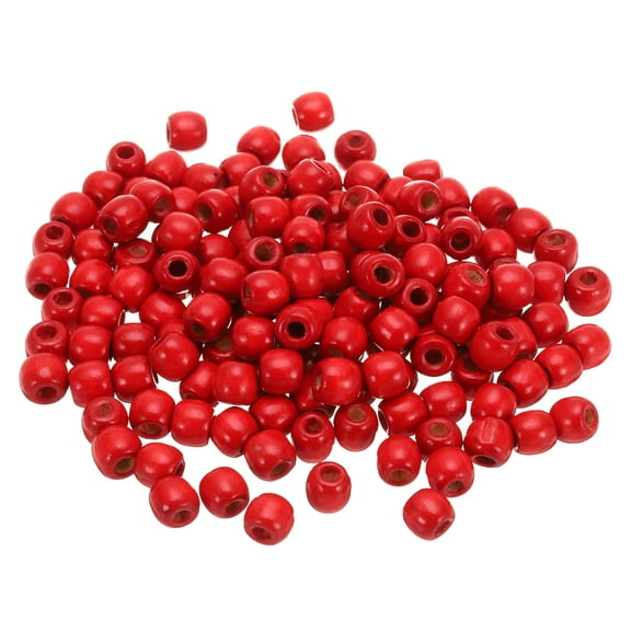 400 Pack Wood Beads, 11mm Colorful Round Wooden Beads Loose Beads, Red