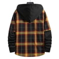 thumbnail image 4 of cllios Men's Flannel Shirt Plaid Hoodie Long Sleeve Fall Casual Button Down Shirts Jacket Vintage Tops with Pocket Orange XL, 4 of 7