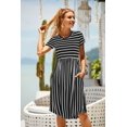 thumbnail image 4 of Vestido tipo camiseta Simier Fariry a rayas negro para mujer, 4 of 6