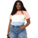 thumbnail image 3 of Plus Size T-shirt for Women Short Sleeve Round Neck Color Block Top, 3 of 7
