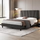 thumbnail image 1 of Yeshouse Marco de cama con cabecera ajustable, moderno marco de cama doble tapizado en lino con plataforma y soporte de listones de madera, no necesita somier, 1 of 8
