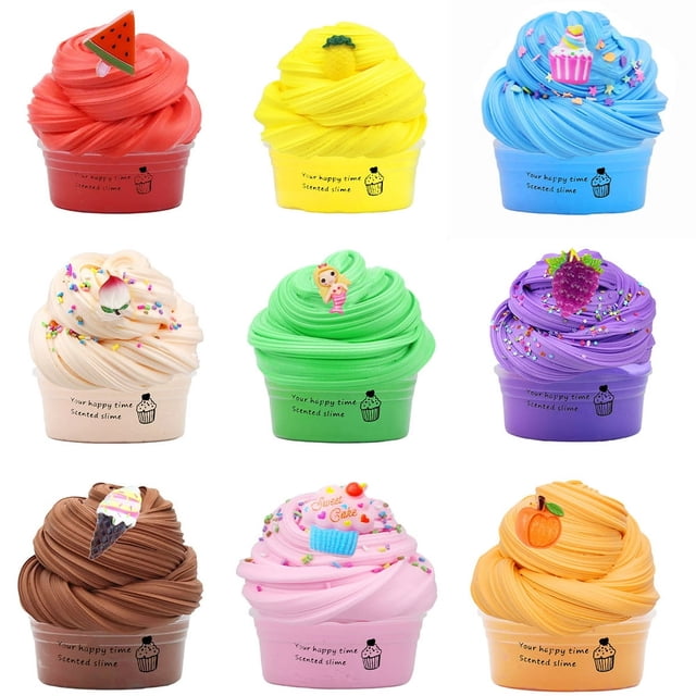 MesaSe 9 Pack Slime Kit Mini Cloud Soft and Non-Sticky Fluffy Toy for Boys Girls Party Favors Stress Relief Toys Super Stretchy Scented Slimes