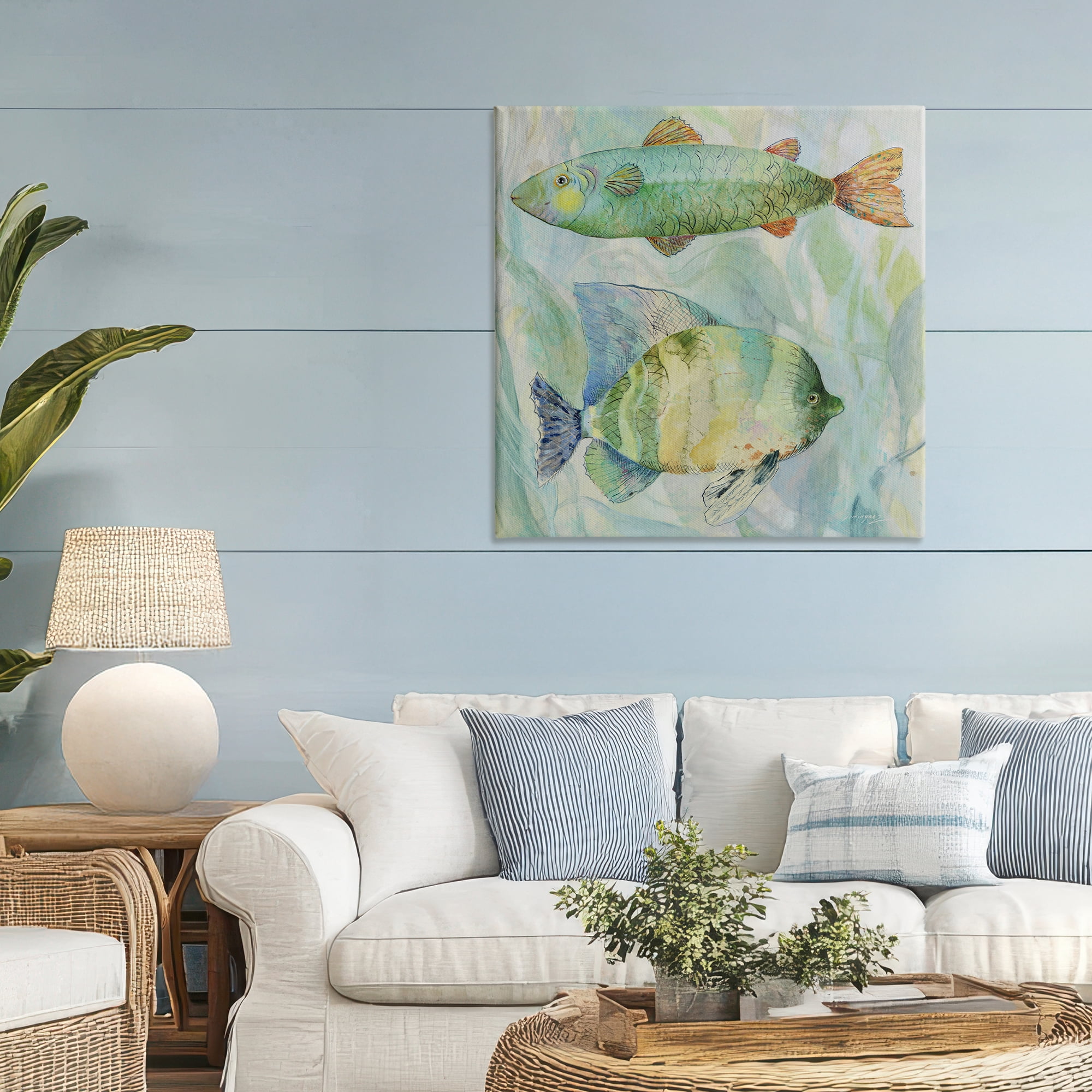 Stupell Industries Sweet Fish Duo Watercolor Canvas Wall Art, design by Lorenzo Collective