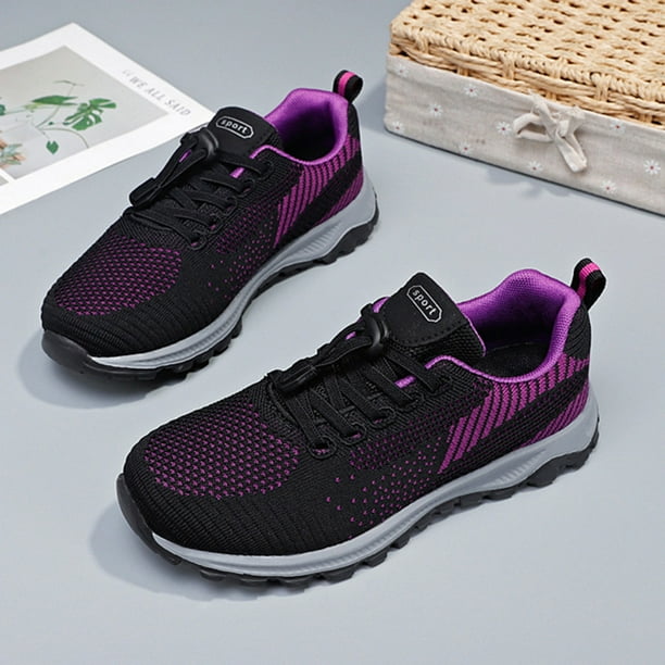 Tenis Zapatos Cordones Elásticos Transpirables Unisex para Deporte Outdoor (38 ) Negro Morado Likrtyny Tenis De Mujer Tenis De Hombre
