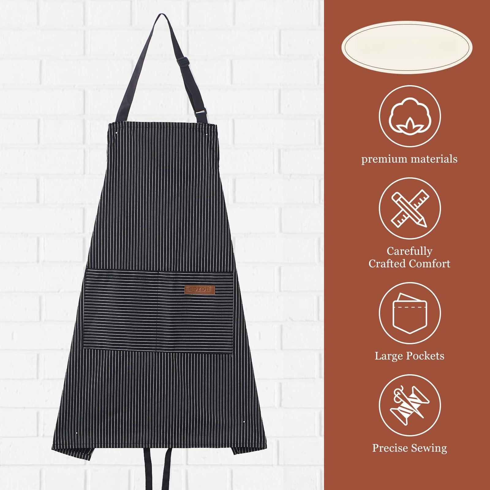 2 Pack Cooking Aprons Adjustable Bib Apron For Women With 2 Pockets  Kitchen Restaurant Men Chefs