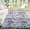 thumbnail image 5 of Softlife Super Soft Plush Tie Dye Velvet Rugs for Home Decor,Fluffy carpet For Living Room,Bedroom,4'x6',Gray, 5 of 6