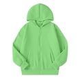 thumbnail image 4 of NAISIBABY Girls' Fleece-Lined Hooded Zip-Up Sweatshirt – Solid Color Long Sleeve Casual Jacket Mint Green Size 9, 4 of 9
