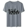 thumbnail image 4 of Teacher Shirt Women Teaching Tshirt Alphabet Graphic Short Sleeve Basic Tee Tops Kindergarten Teachers Gift T-Shirt, 4 of 6