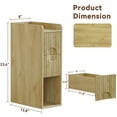 thumbnail image 3 of Narrow Nightstand Set of 2, Slim Tall Bedside Table with Open Storage, Mid Century Modern Skinny Night Stand for Small Spaces, Oak Bedroom Furniture, 3 of 6